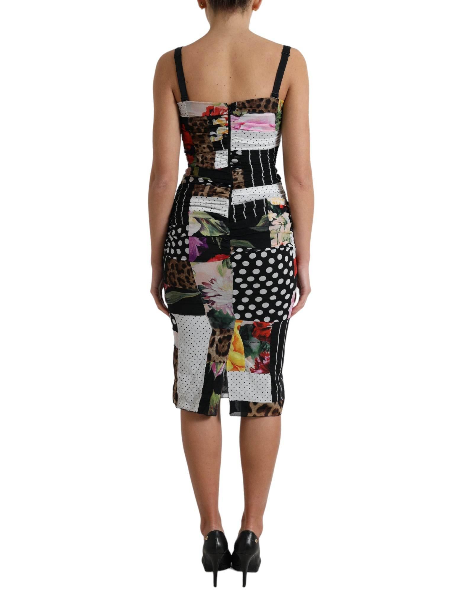 Dolce & Gabbana Elegant Patchwork Silk Midi Dress - Hilstor