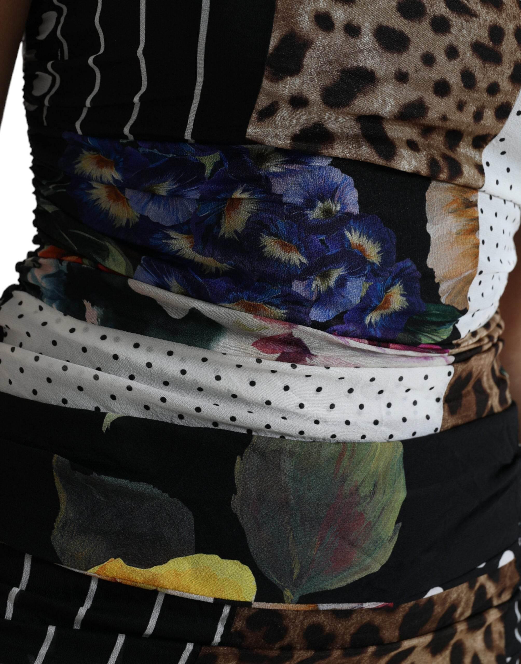 Dolce & Gabbana Elegant Patchwork Silk Midi Dress - Hilstor