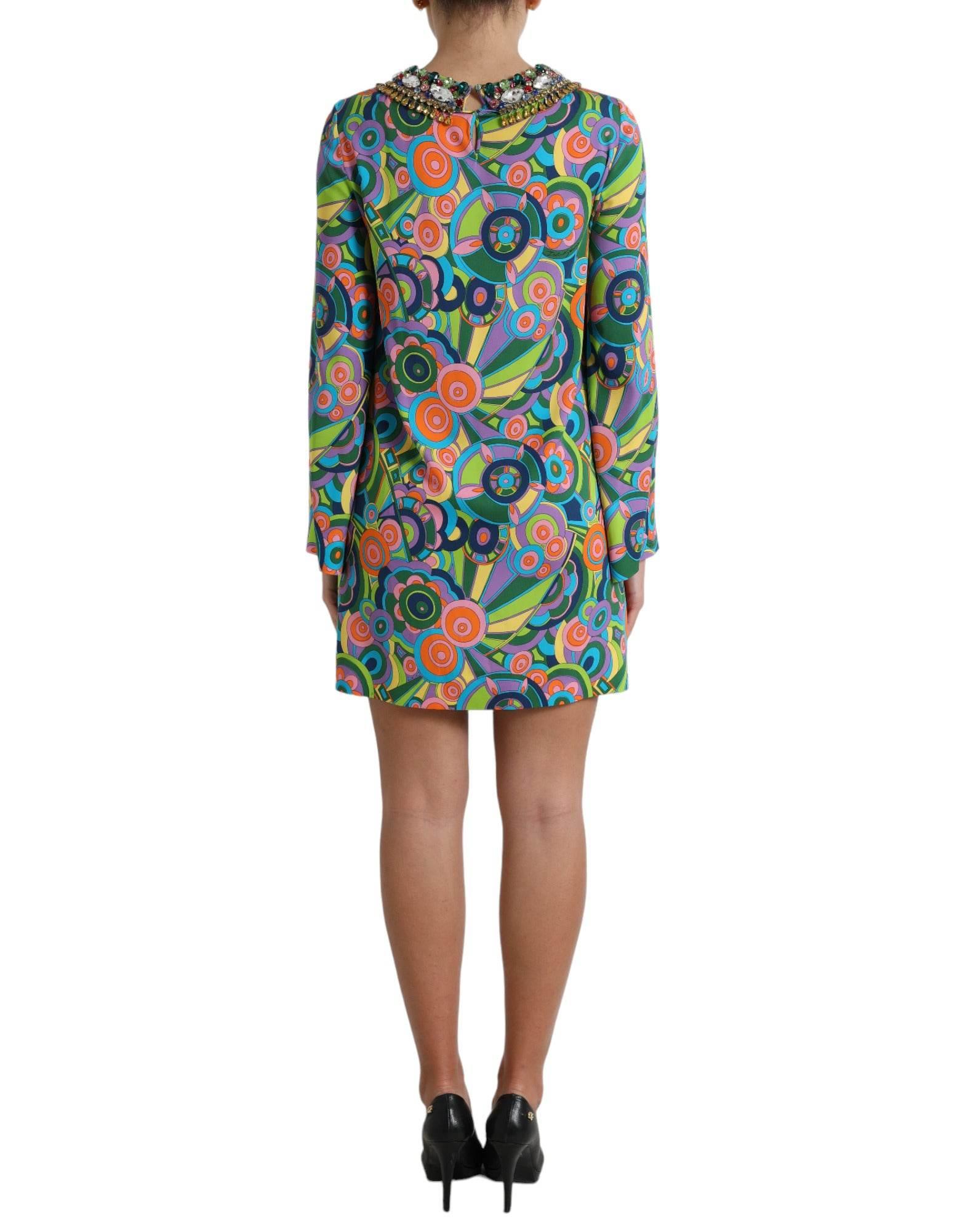 Dolce & Gabbana Multicolor Geometric Silk Mini Dress - Hilstor
