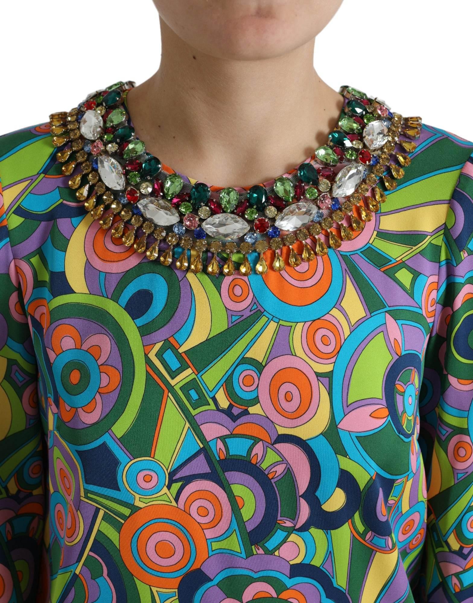 Dolce & Gabbana Multicolor Geometric Silk Mini Dress - Hilstor