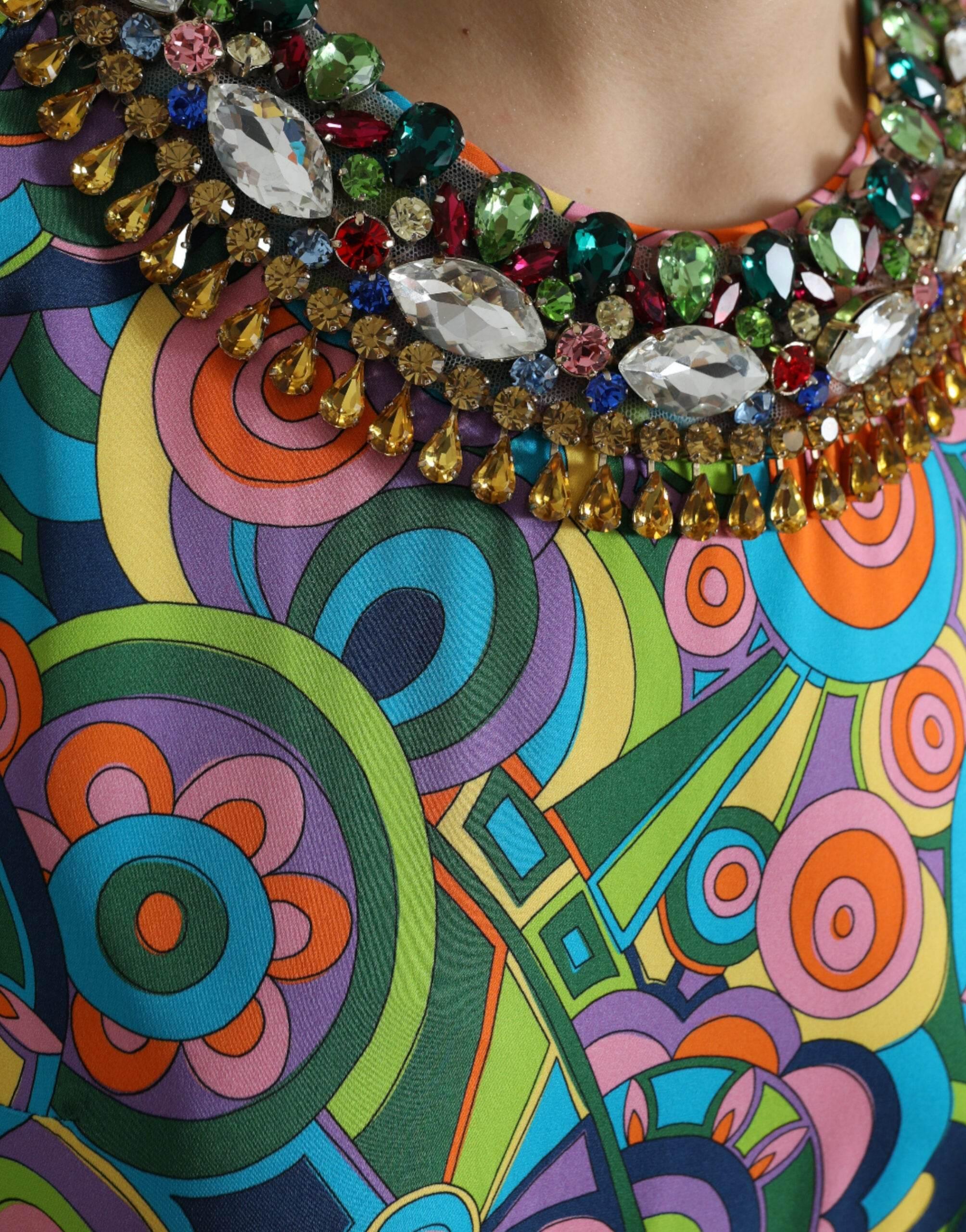 Dolce & Gabbana Multicolor Geometric Silk Mini Dress - Hilstor