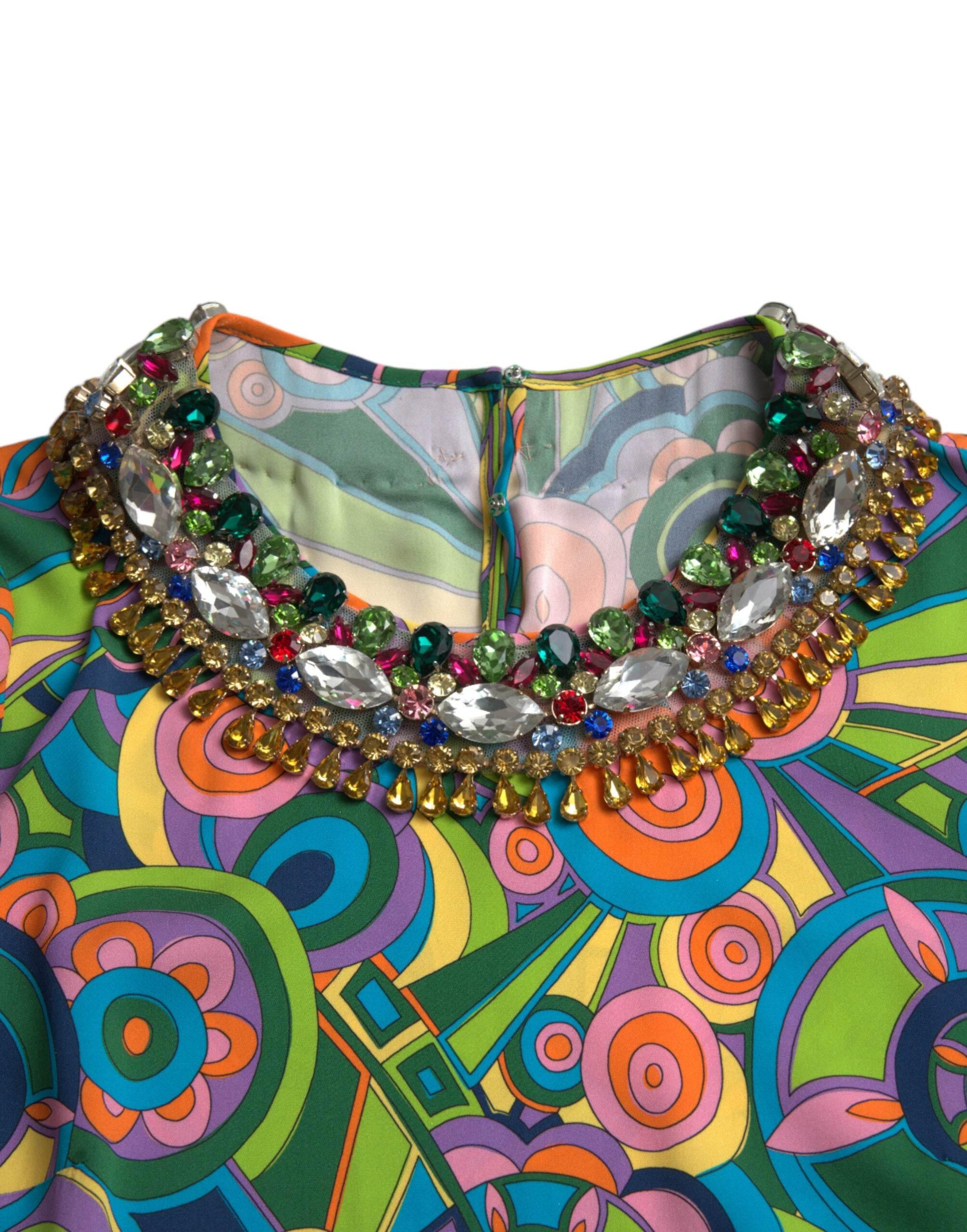 Dolce & Gabbana Multicolor Geometric Silk Mini Dress - Hilstor
