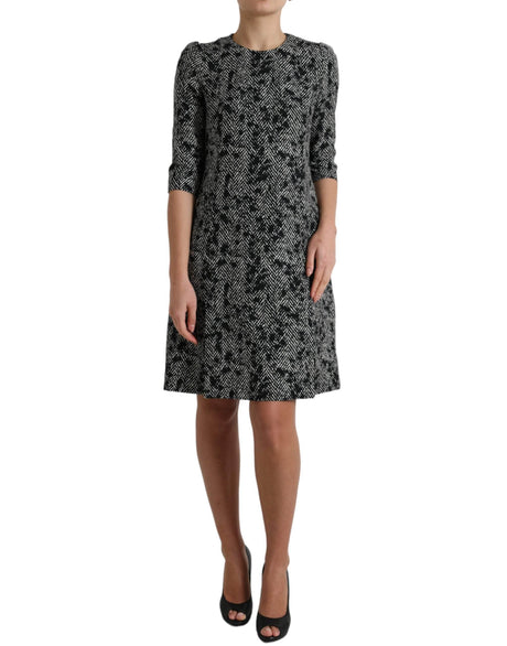 Dolce & Gabbana Black Chevron Polyester Shift Mini Dress - Hilstor