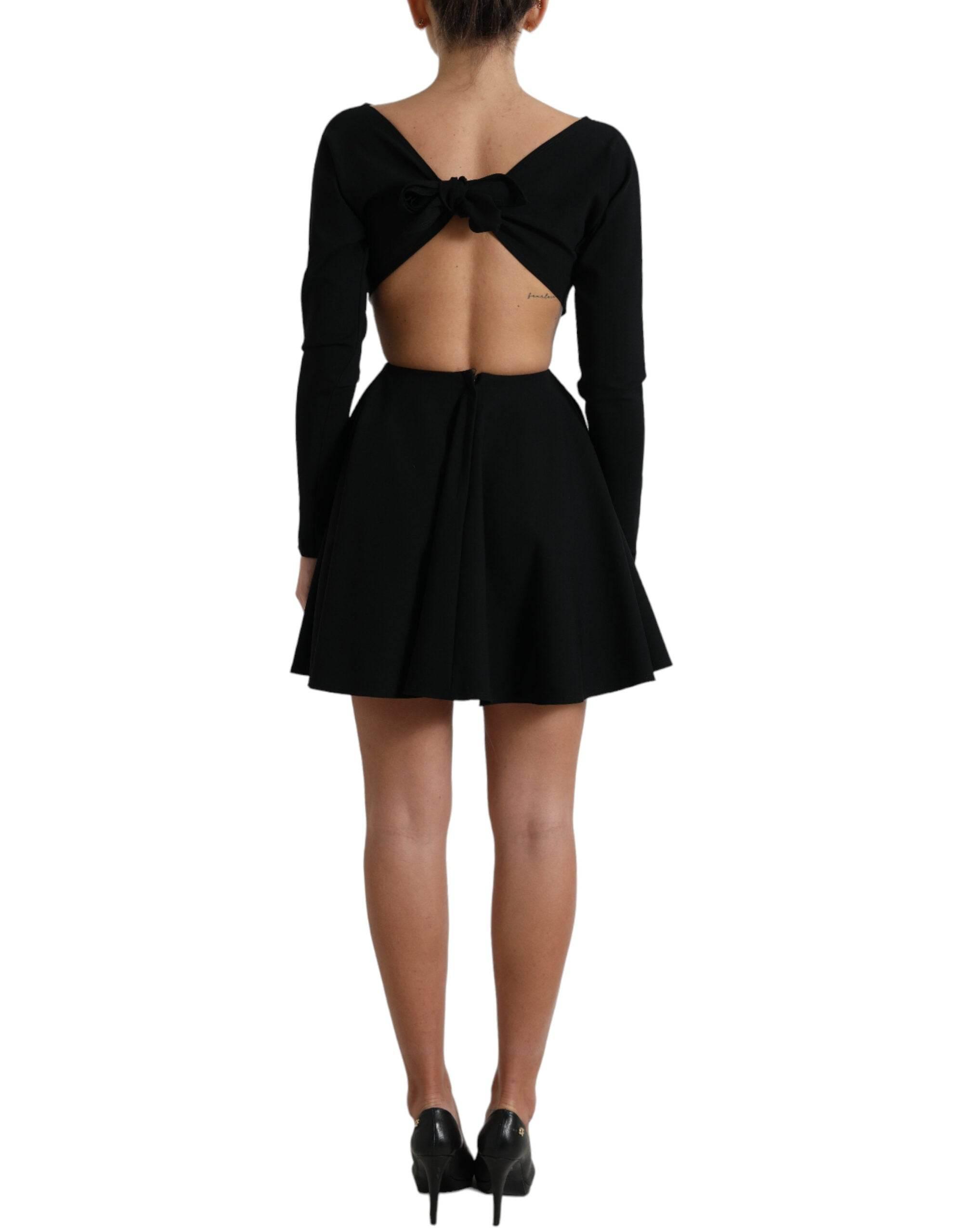 Dolce & Gabbana Black Viscose Cut Out A-line Long Sleeves Mini Dress - Hilstor