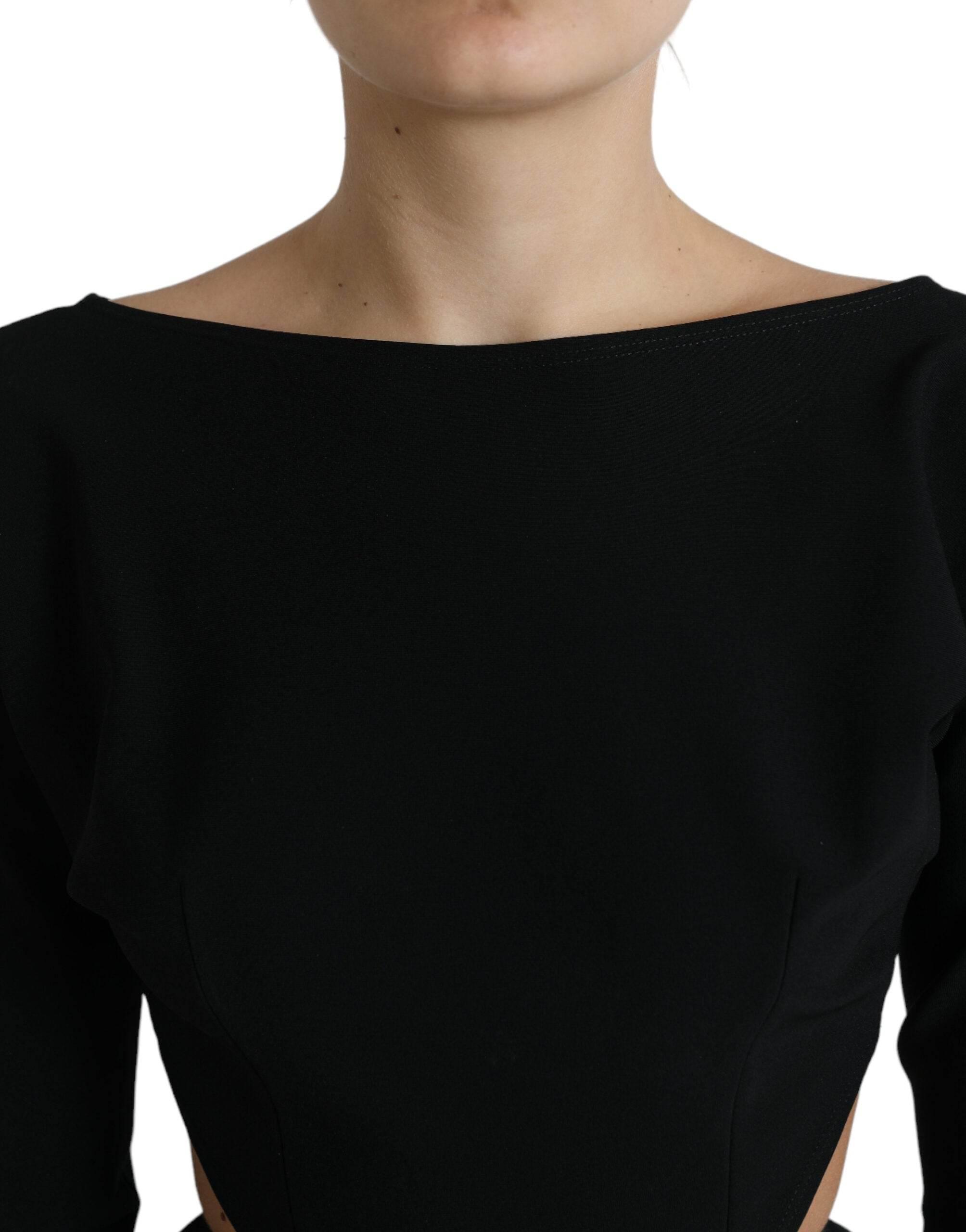 Dolce & Gabbana Black Viscose Cut Out A-line Long Sleeves Mini Dress - Hilstor