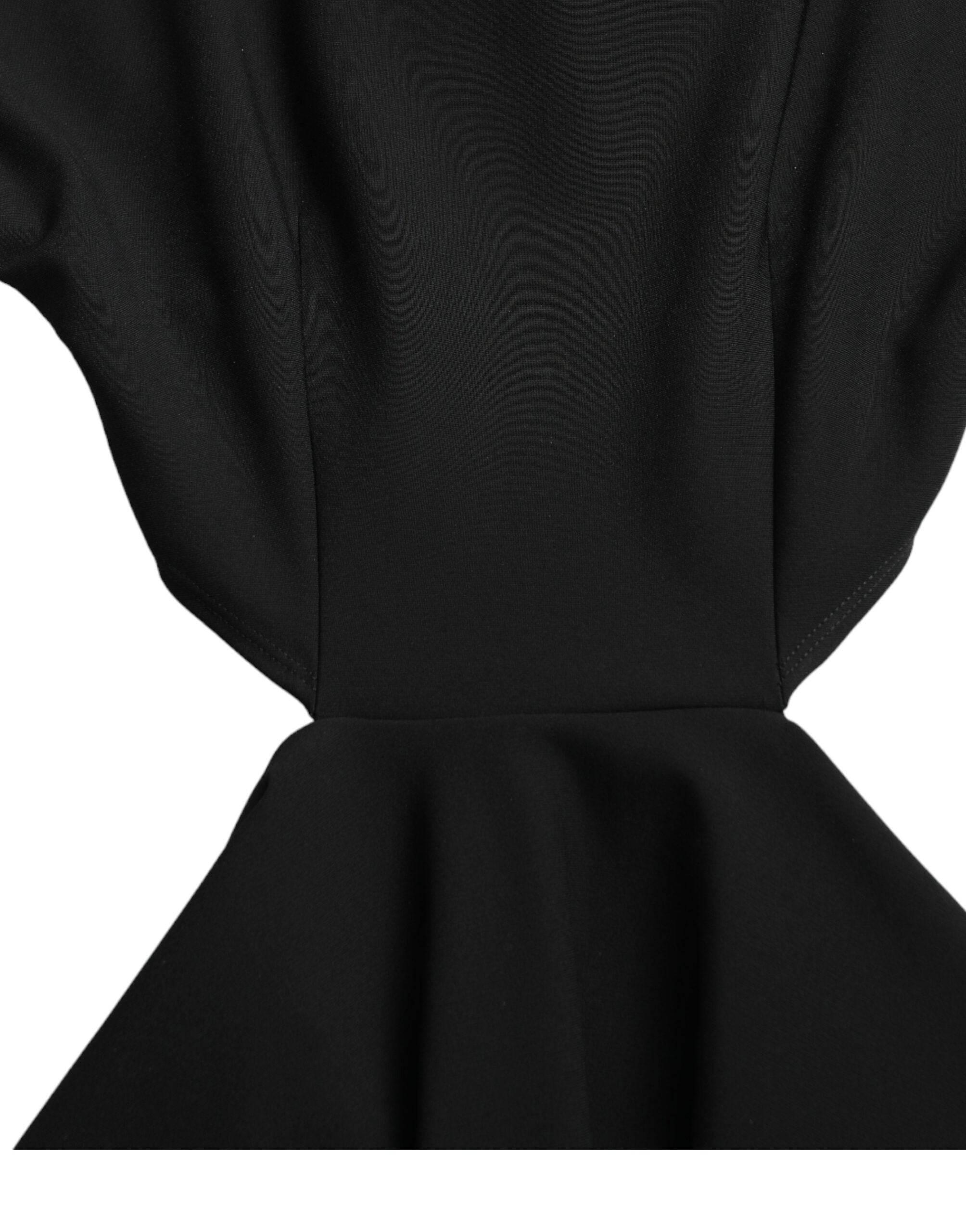 Dolce & Gabbana Black Viscose Cut Out A-line Long Sleeves Mini Dress - Hilstor