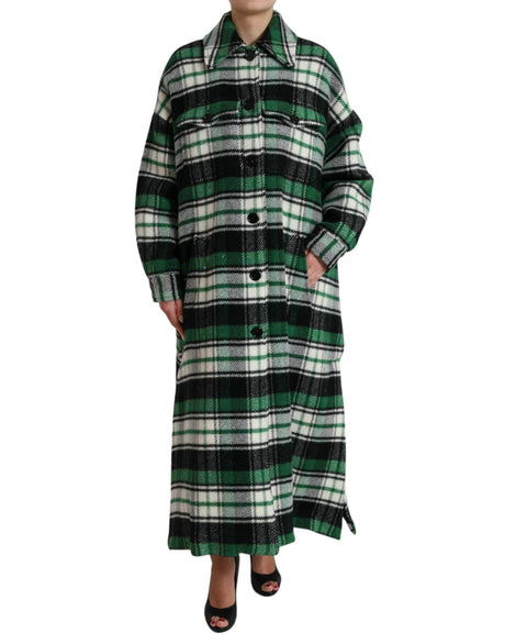 Dolce & Gabbana Green Plaid Long Sleeve Casual Coat Jacket - Hilstor