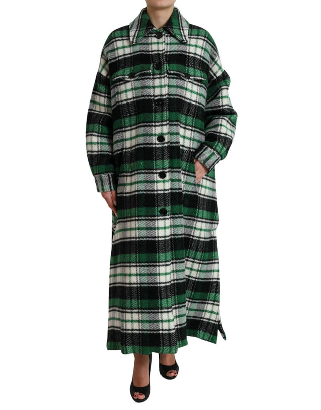 Dolce & Gabbana Green Plaid Long Sleeve Casual Coat Jacket - Hilstor
