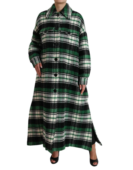 Dolce & Gabbana Green Plaid Long Sleeve Casual Coat Jacket - Hilstor