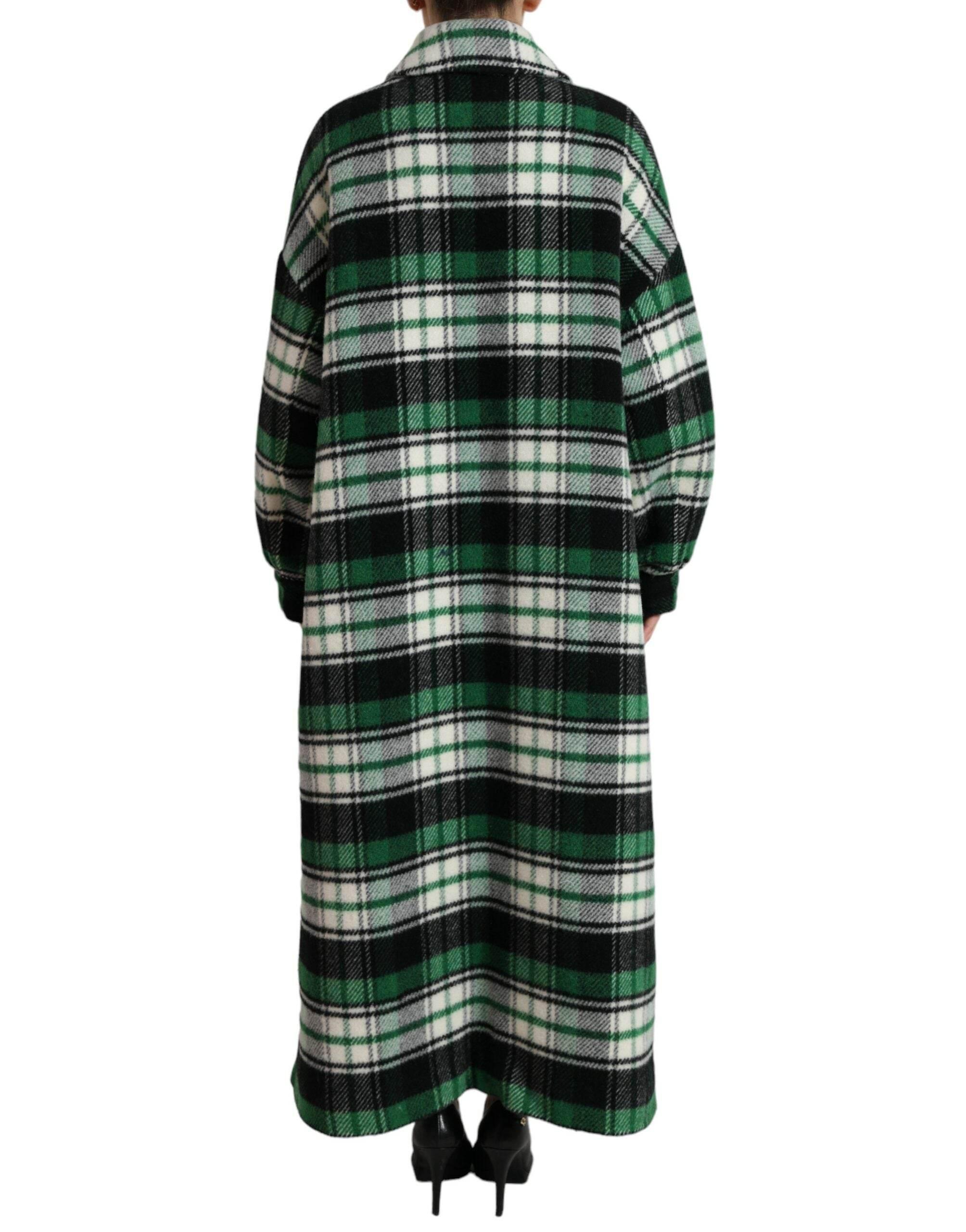 Dolce & Gabbana Green Plaid Long Sleeve Casual Coat Jacket - Hilstor