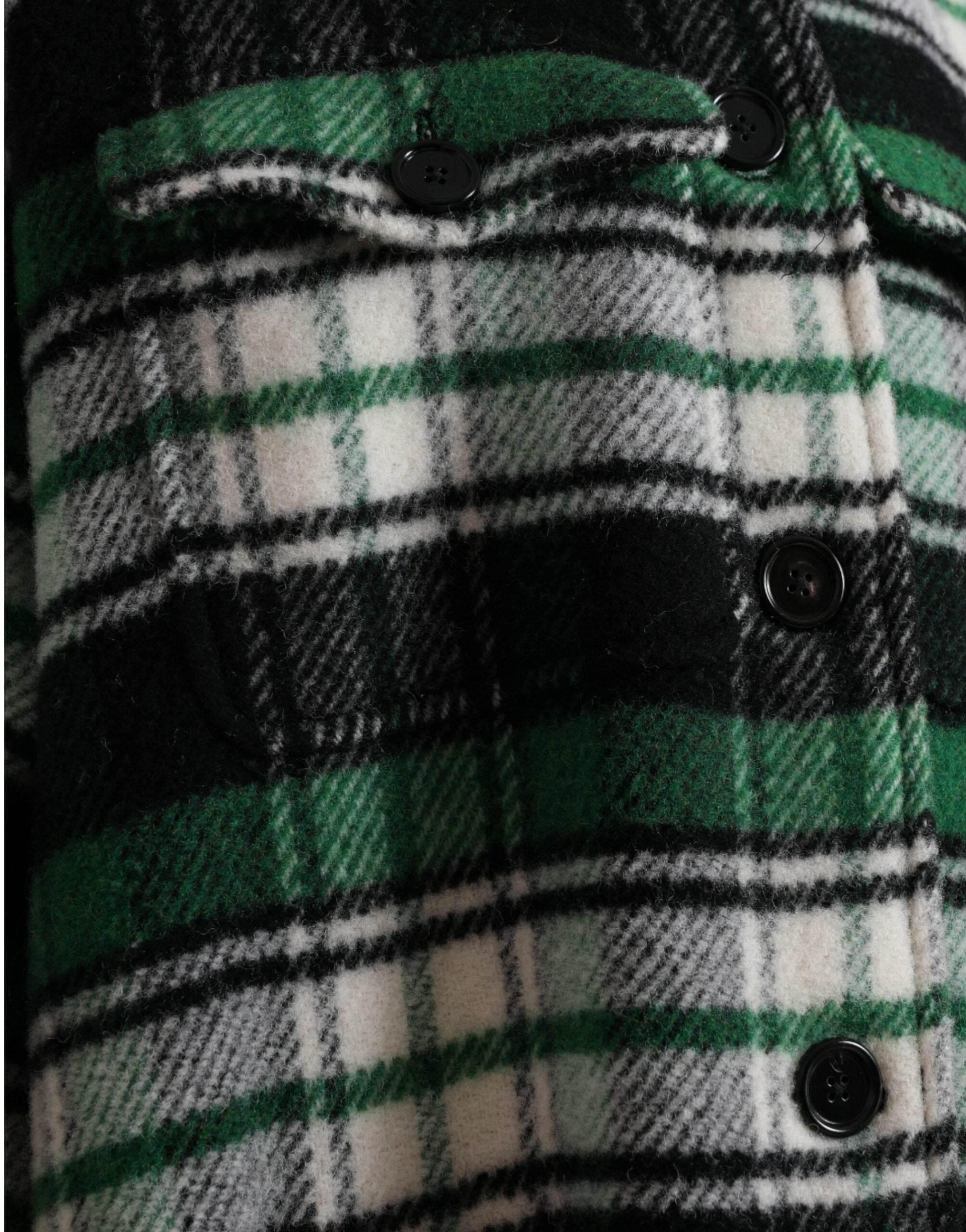 Dolce & Gabbana Green Plaid Long Sleeve Casual Coat Jacket - Hilstor