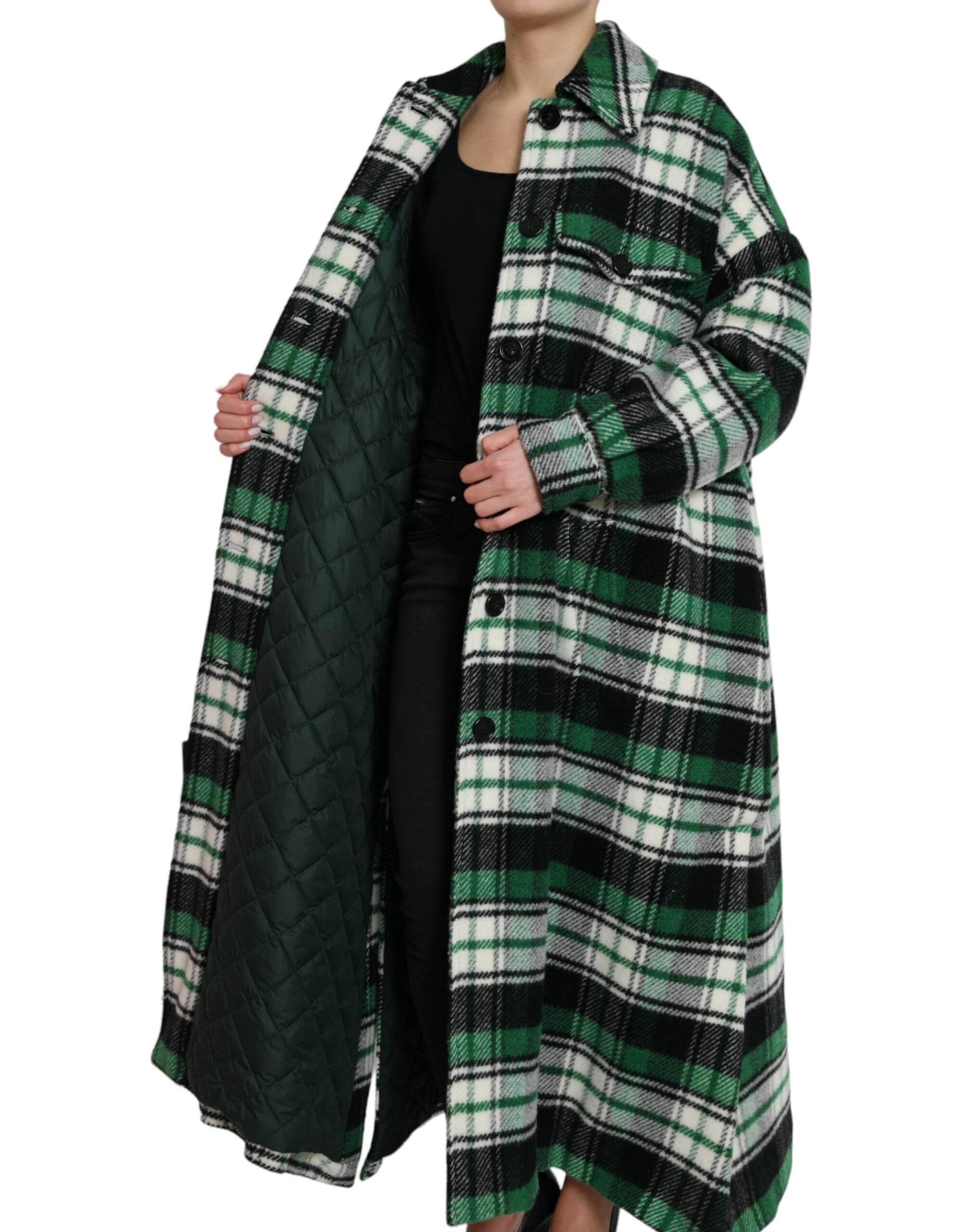 Dolce & Gabbana Green Plaid Long Sleeve Casual Coat Jacket - Hilstor