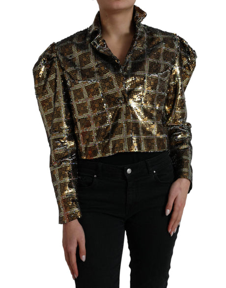 Dolce & Gabbana Multicolor Sequined Cropped Jacket - Hilstor