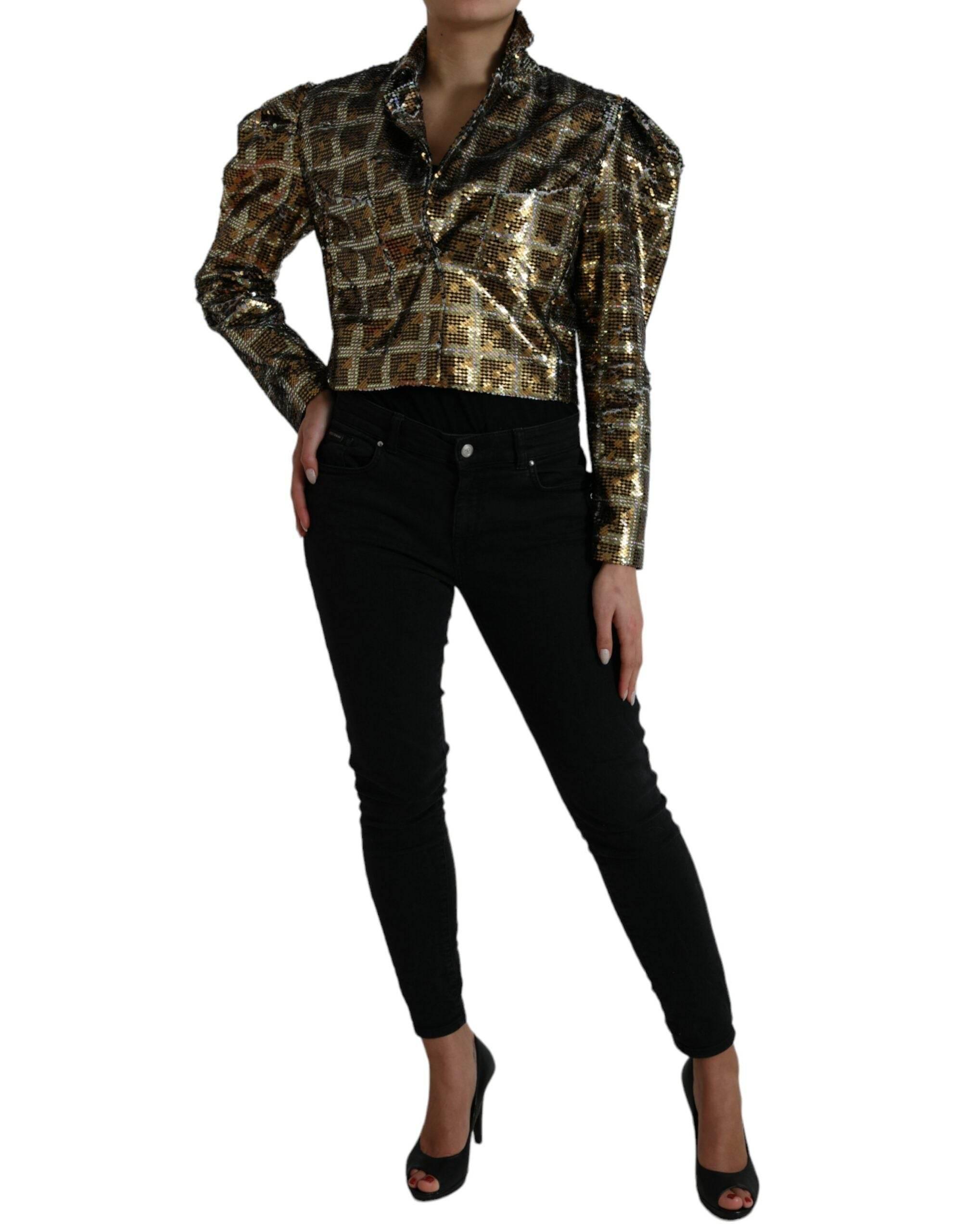 Dolce & Gabbana Multicolor Sequined Cropped Jacket - Hilstor