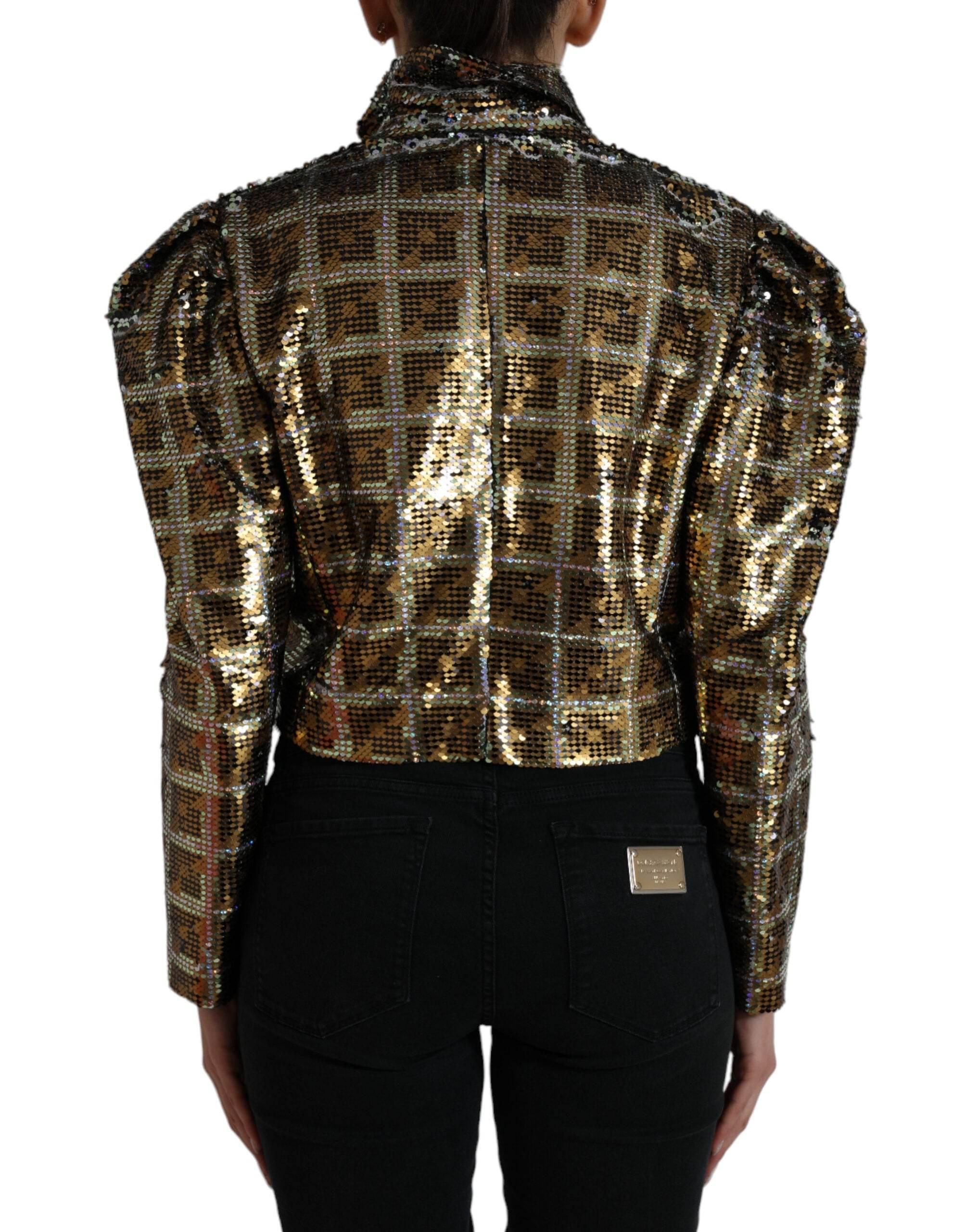 Dolce & Gabbana Multicolor Sequined Cropped Jacket - Hilstor