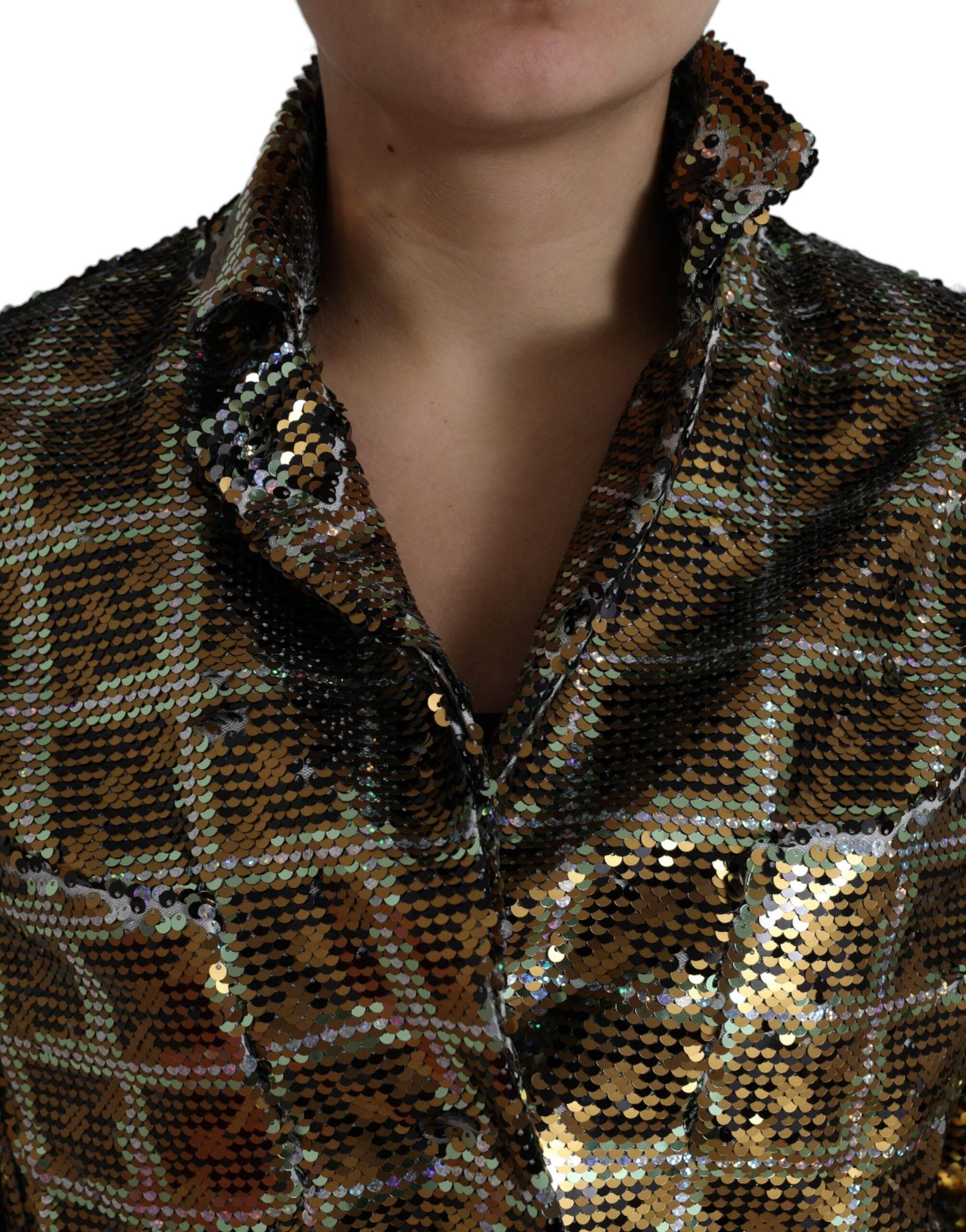 Dolce & Gabbana Multicolor Sequined Cropped Jacket - Hilstor
