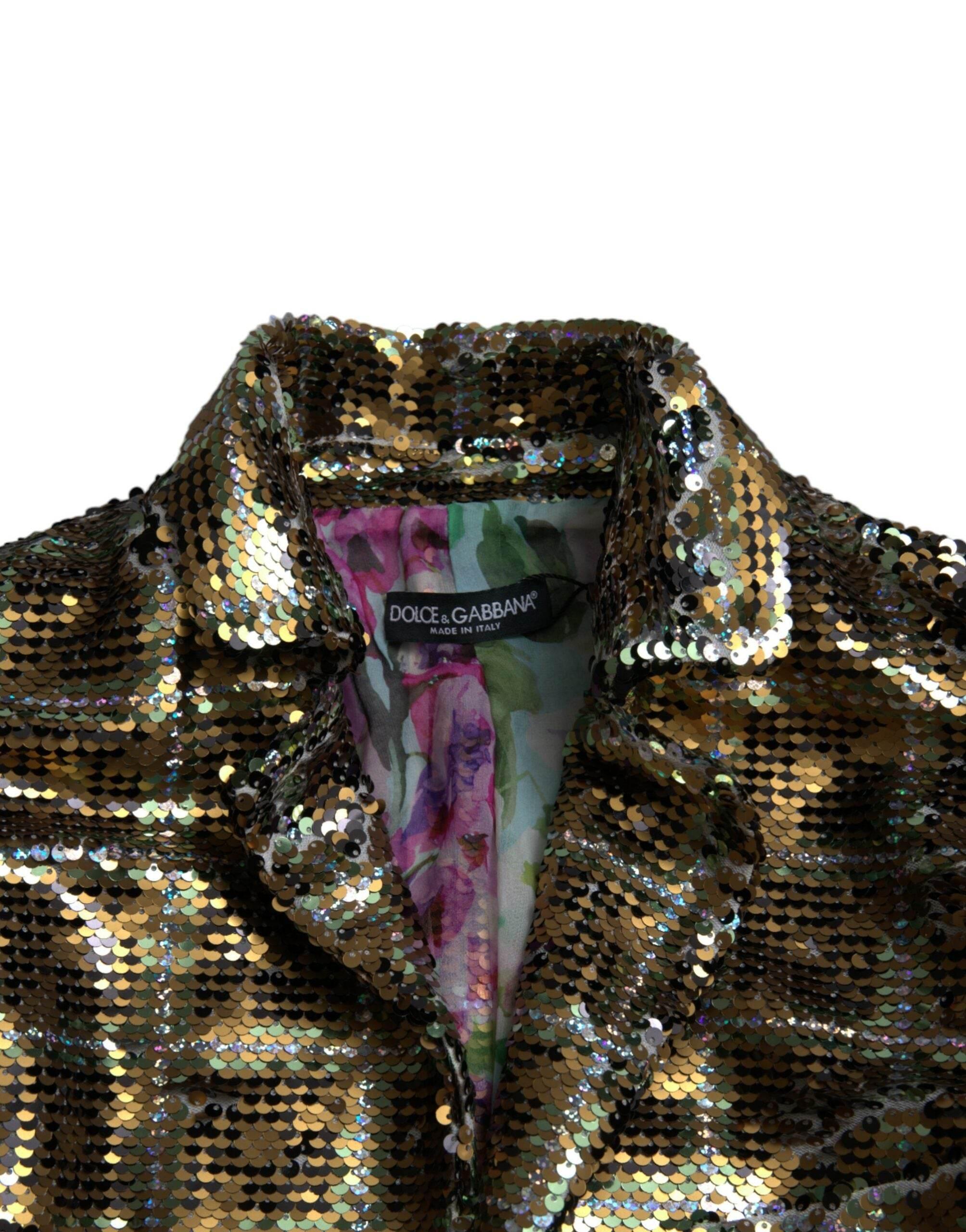Dolce & Gabbana Multicolor Sequined Cropped Jacket - Hilstor