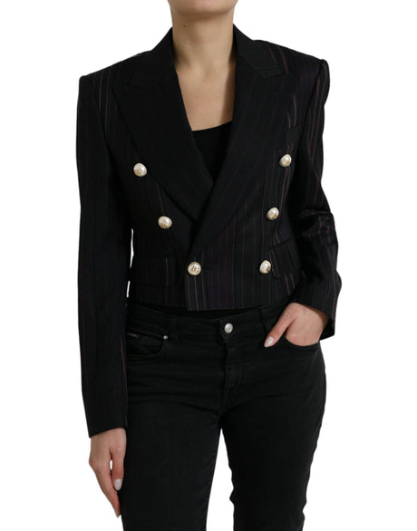 Dolce & Gabbana Elegant Striped Double Breasted Wool Blazer - Hilstor