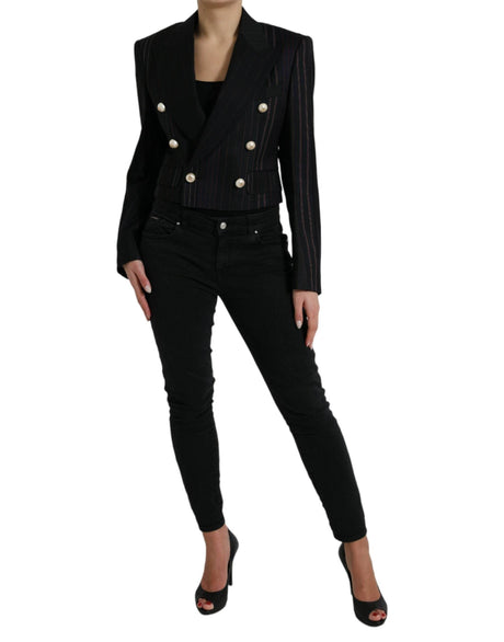 Dolce & Gabbana Elegant Striped Double Breasted Wool Blazer - Hilstor