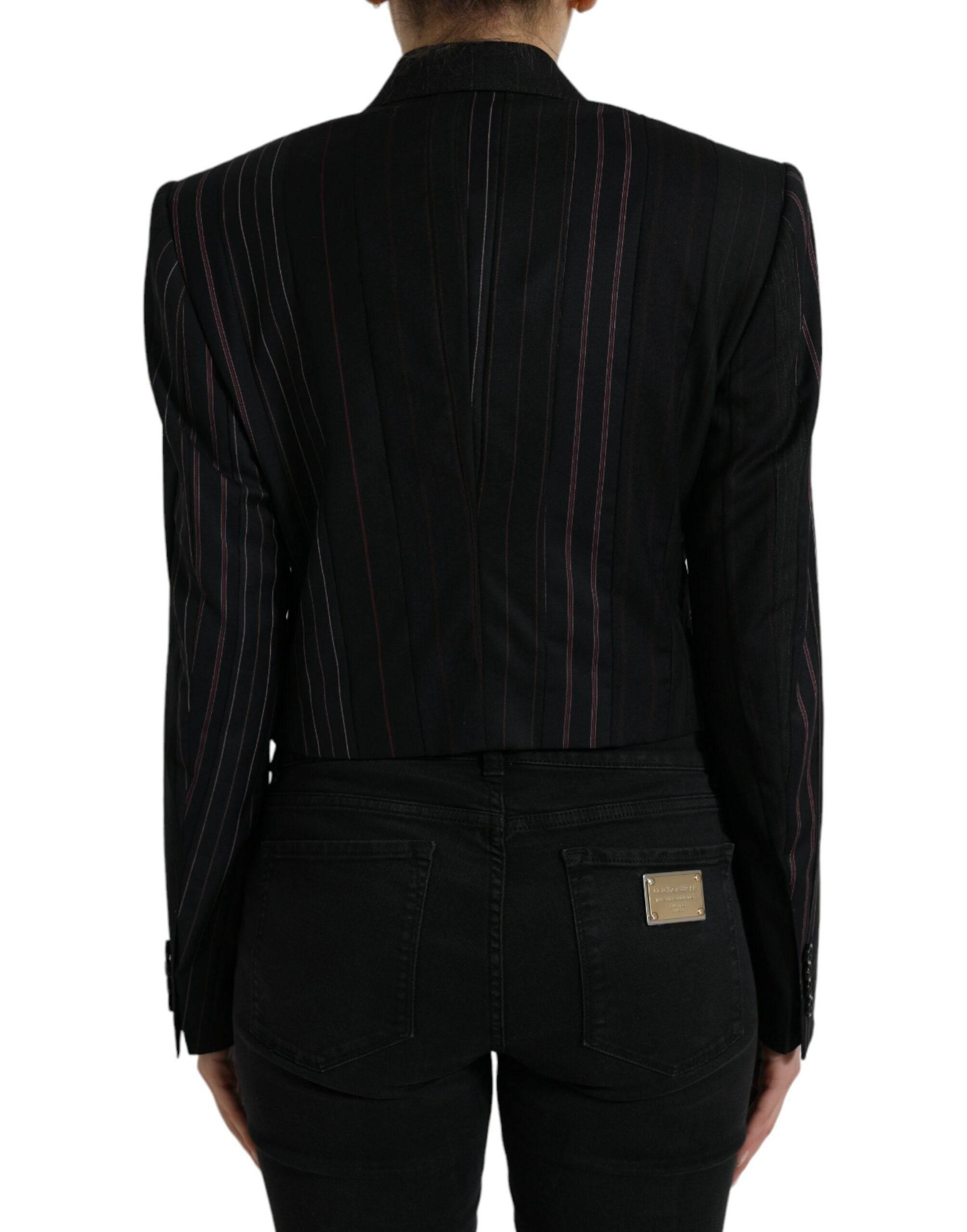 Dolce & Gabbana Elegant Striped Double Breasted Wool Blazer - Hilstor