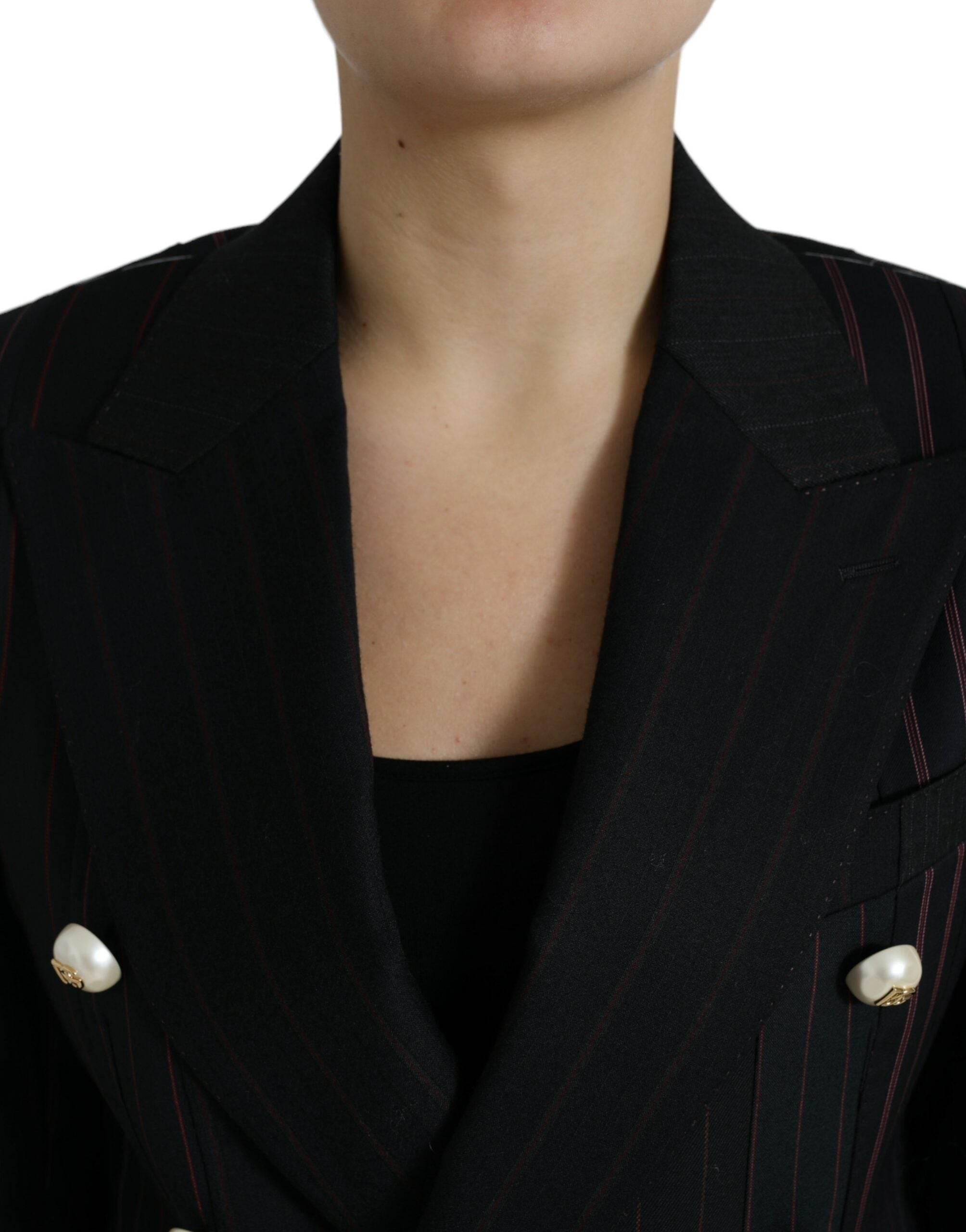 Dolce & Gabbana Elegant Striped Double Breasted Wool Blazer - Hilstor