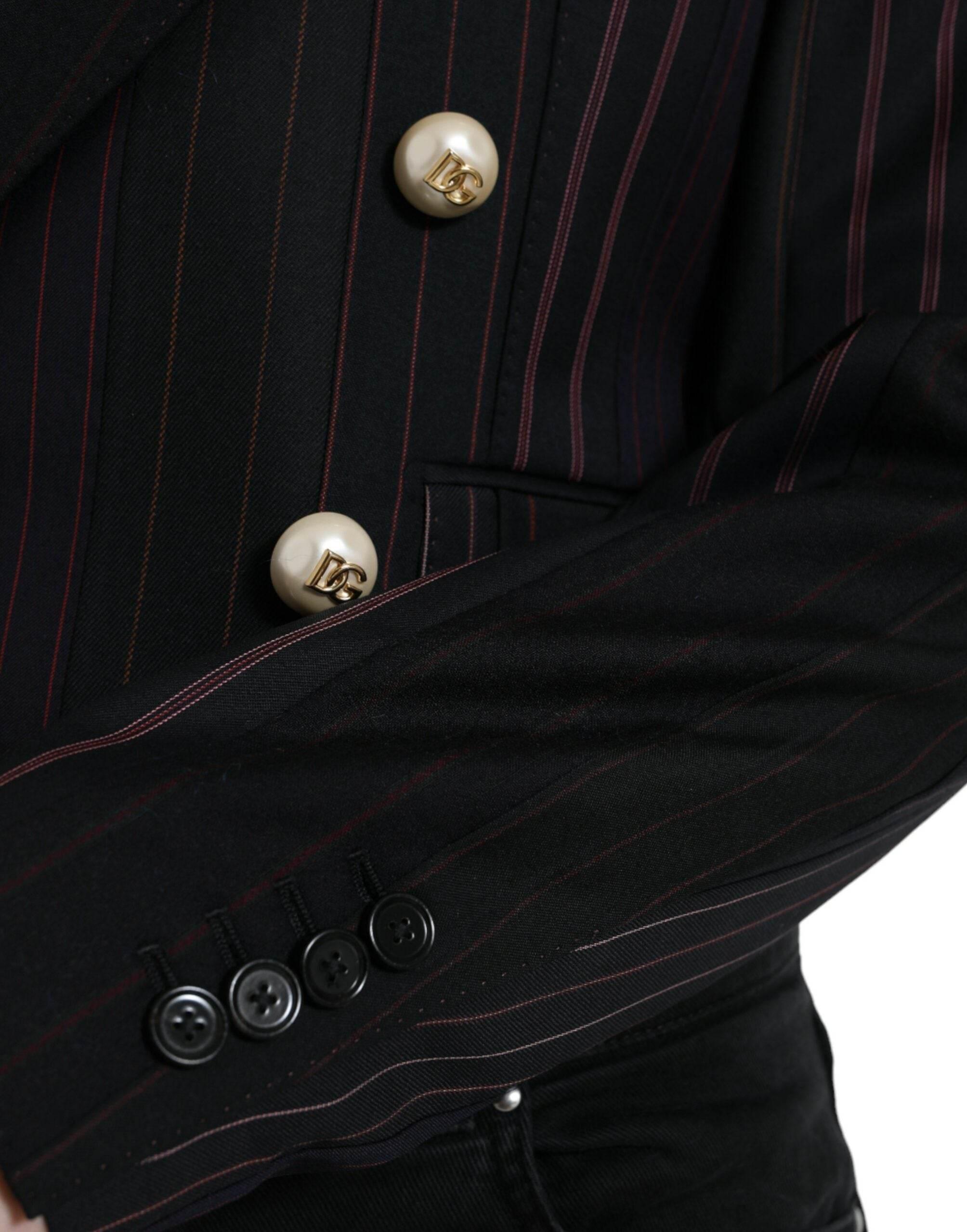 Dolce & Gabbana Elegant Striped Double Breasted Wool Blazer - Hilstor