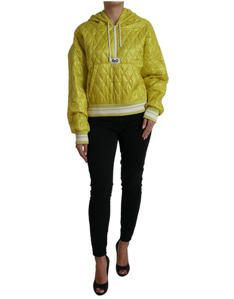 Dolce & Gabbana Yellow Nylon Quilted Hooded Pullover Jacket - Hilstor