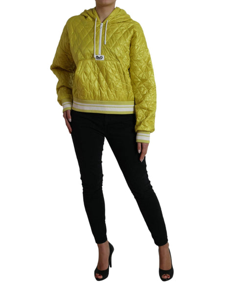Dolce & Gabbana Yellow Nylon Quilted Hooded Pullover Jacket - Hilstor