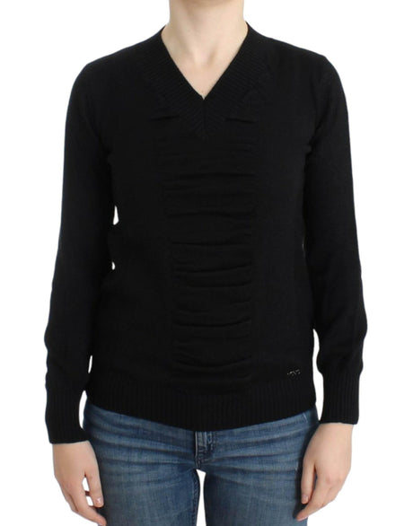 Costume National Black V-neck wool sweater - Hilstor