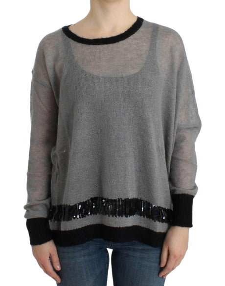 Costume National Gray embellished asymmetric sweater - Hilstor