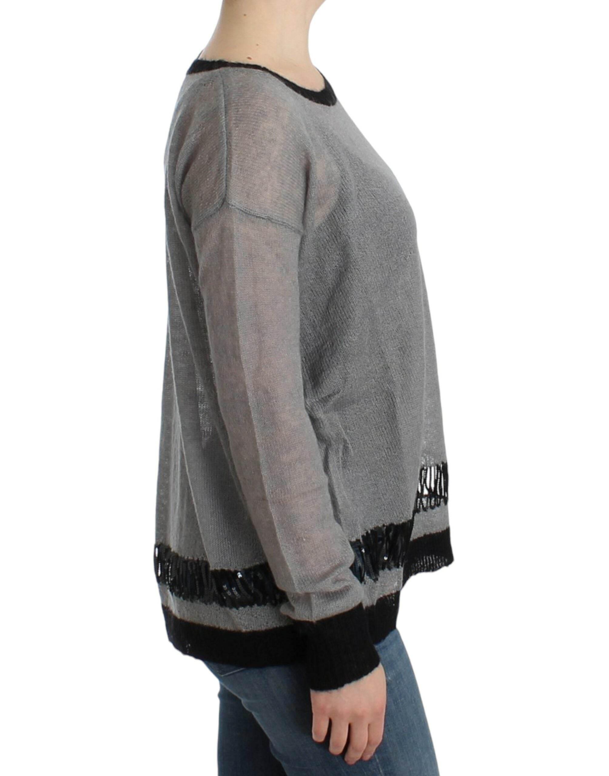 Costume National Gray embellished asymmetric sweater - Hilstor