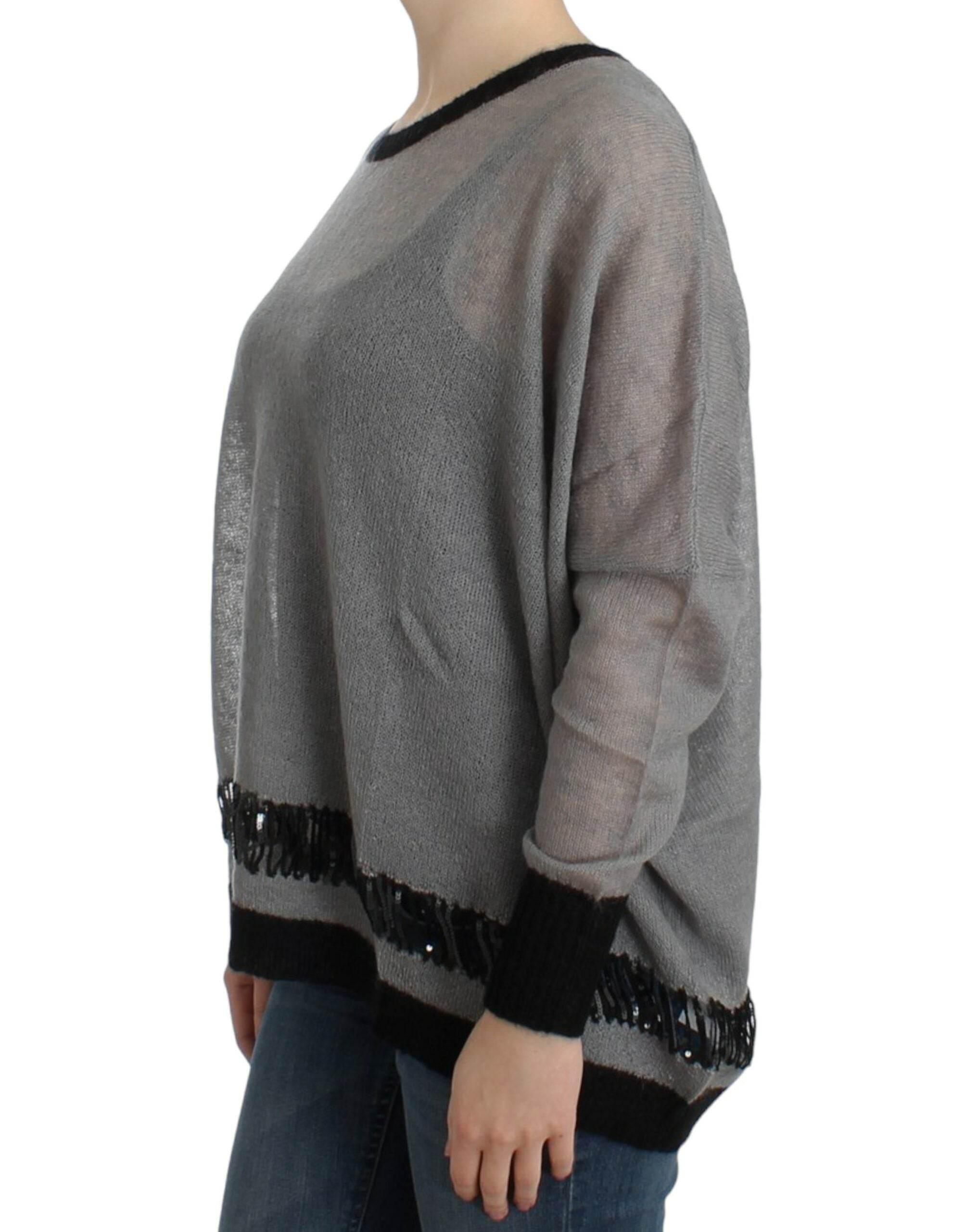 Costume National Gray embellished asymmetric sweater - Hilstor