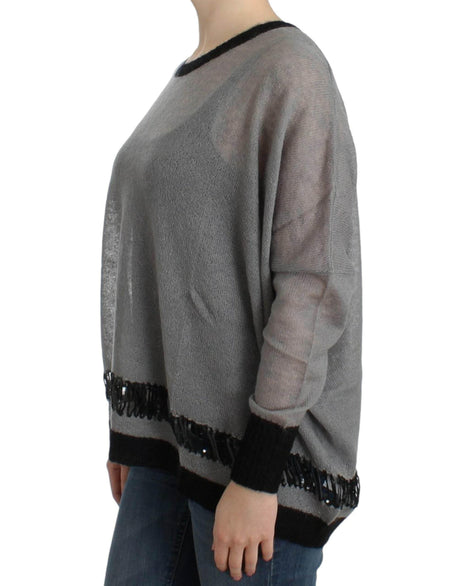 Costume National Gray embellished asymmetric sweater - Hilstor