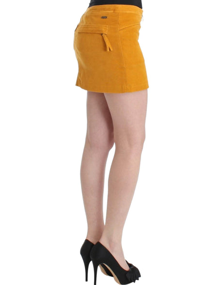 Costume National Chic Yellow Corduroy Mini Skirt - Hilstor