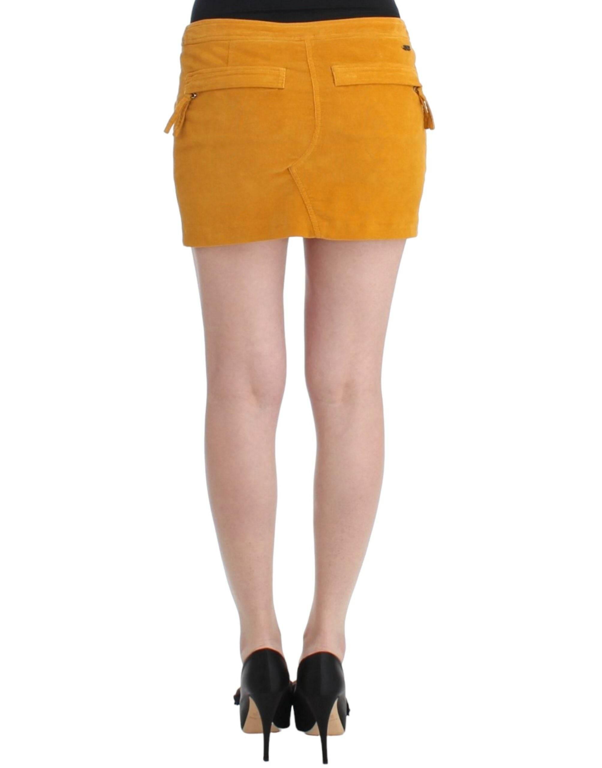 Costume National Chic Yellow Corduroy Mini Skirt - Hilstor