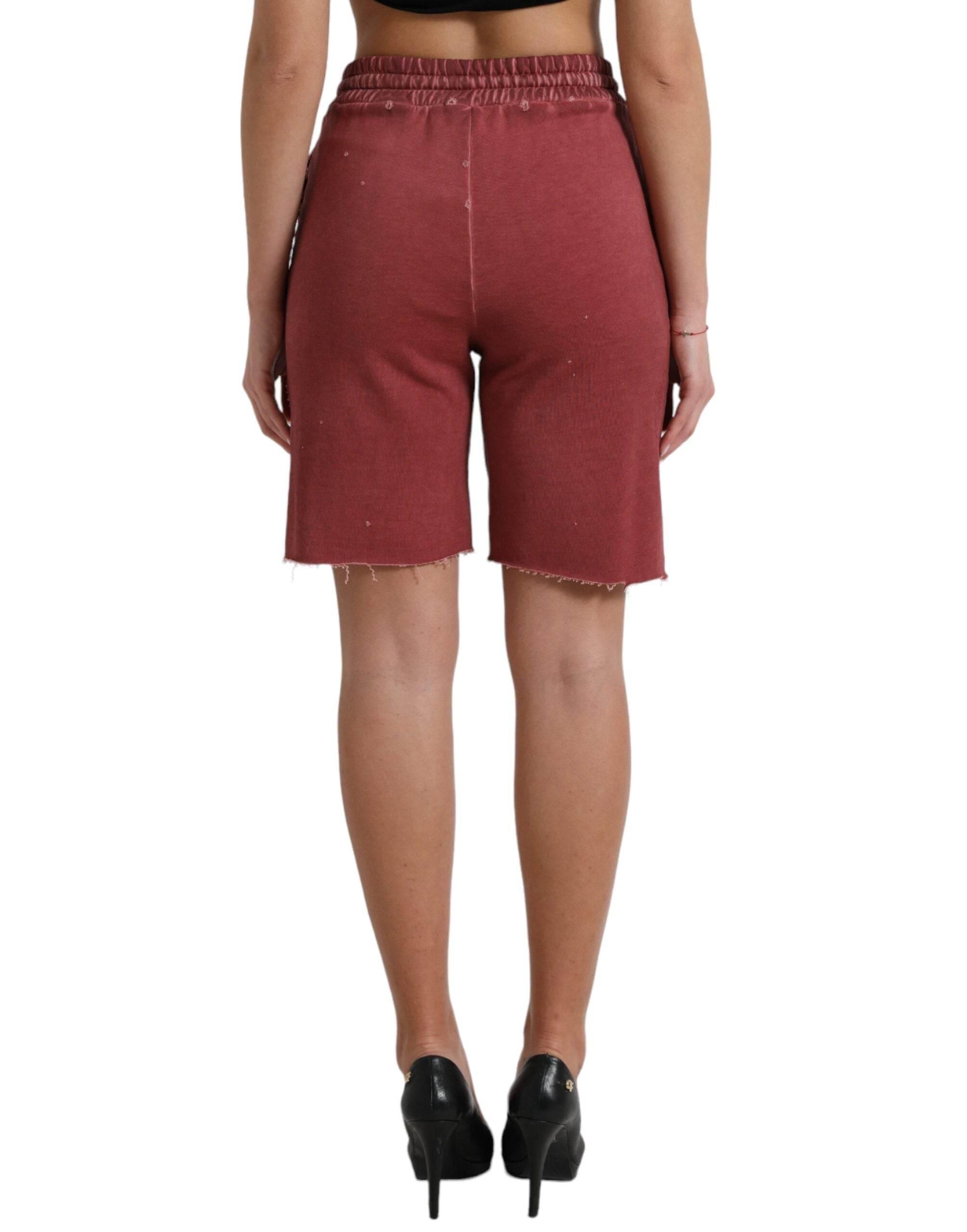 Dolce & Gabbana Chic Maroon High-Waist Designer Sweatshorts - Hilstor