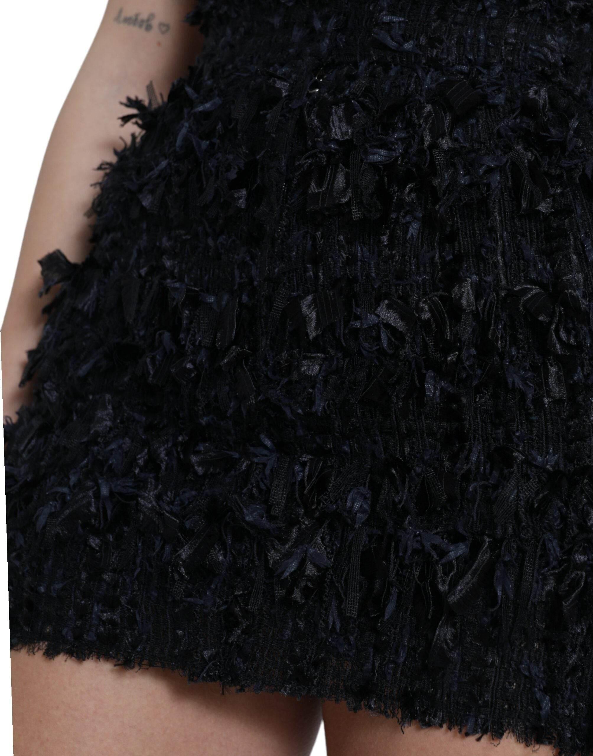 Dolce & Gabbana Elegant Textured High Waist Mini Skirt - Hilstor