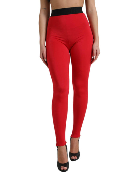 Dolce & Gabbana Elegant High Waist Red Leggings - Hilstor