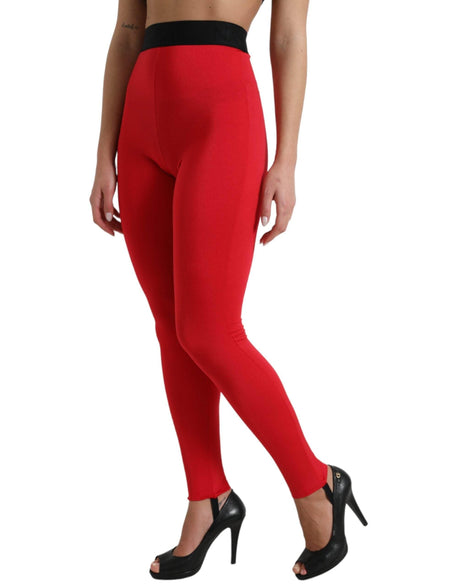Dolce & Gabbana Elegant High Waist Red Leggings - Hilstor
