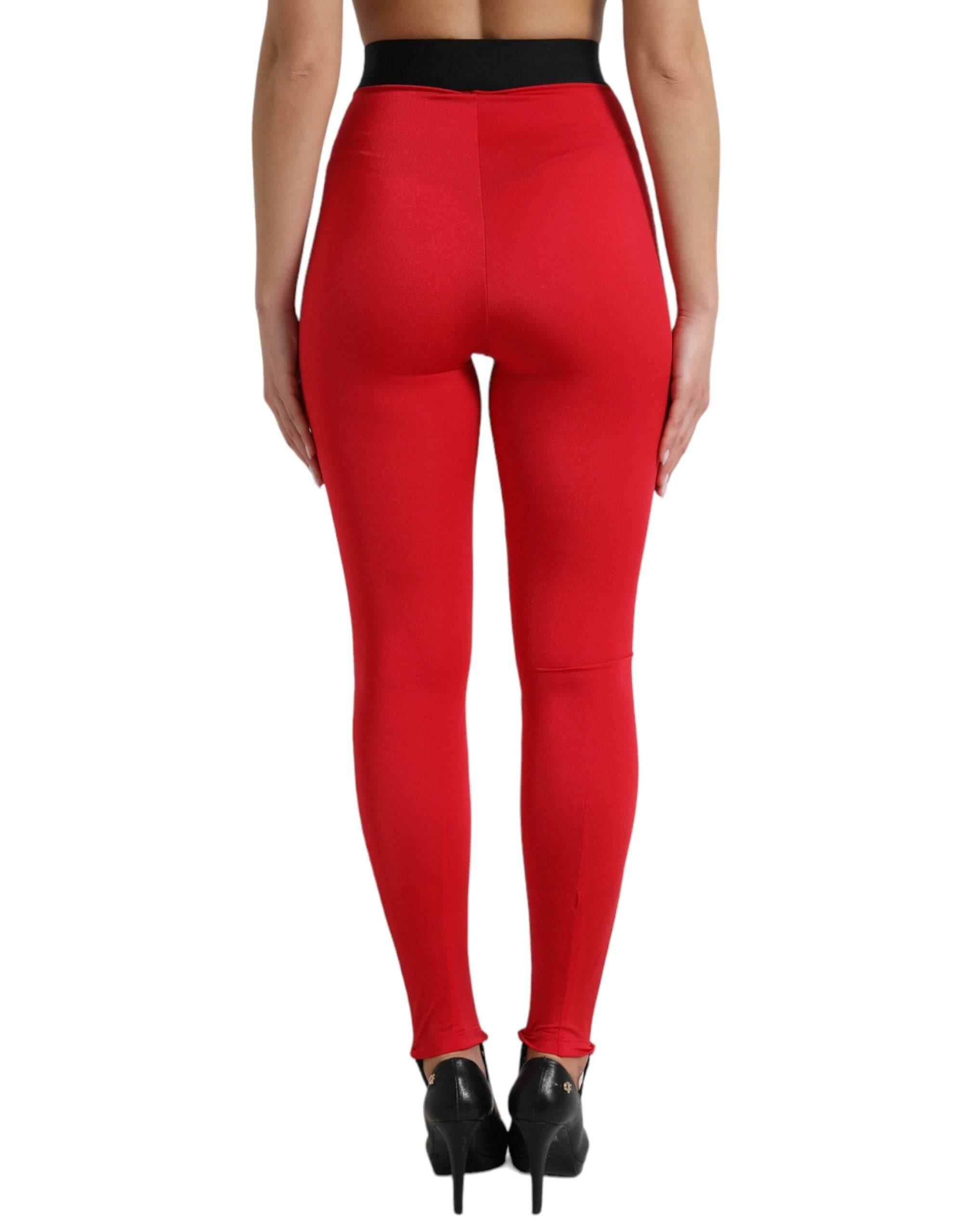 Dolce & Gabbana Elegant High Waist Red Leggings - Hilstor