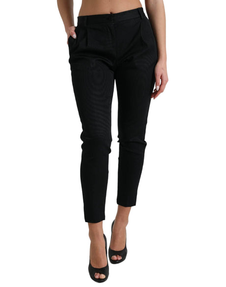 Dolce & Gabbana Black Mid Waist Skinny Cropped Pants - Hilstor