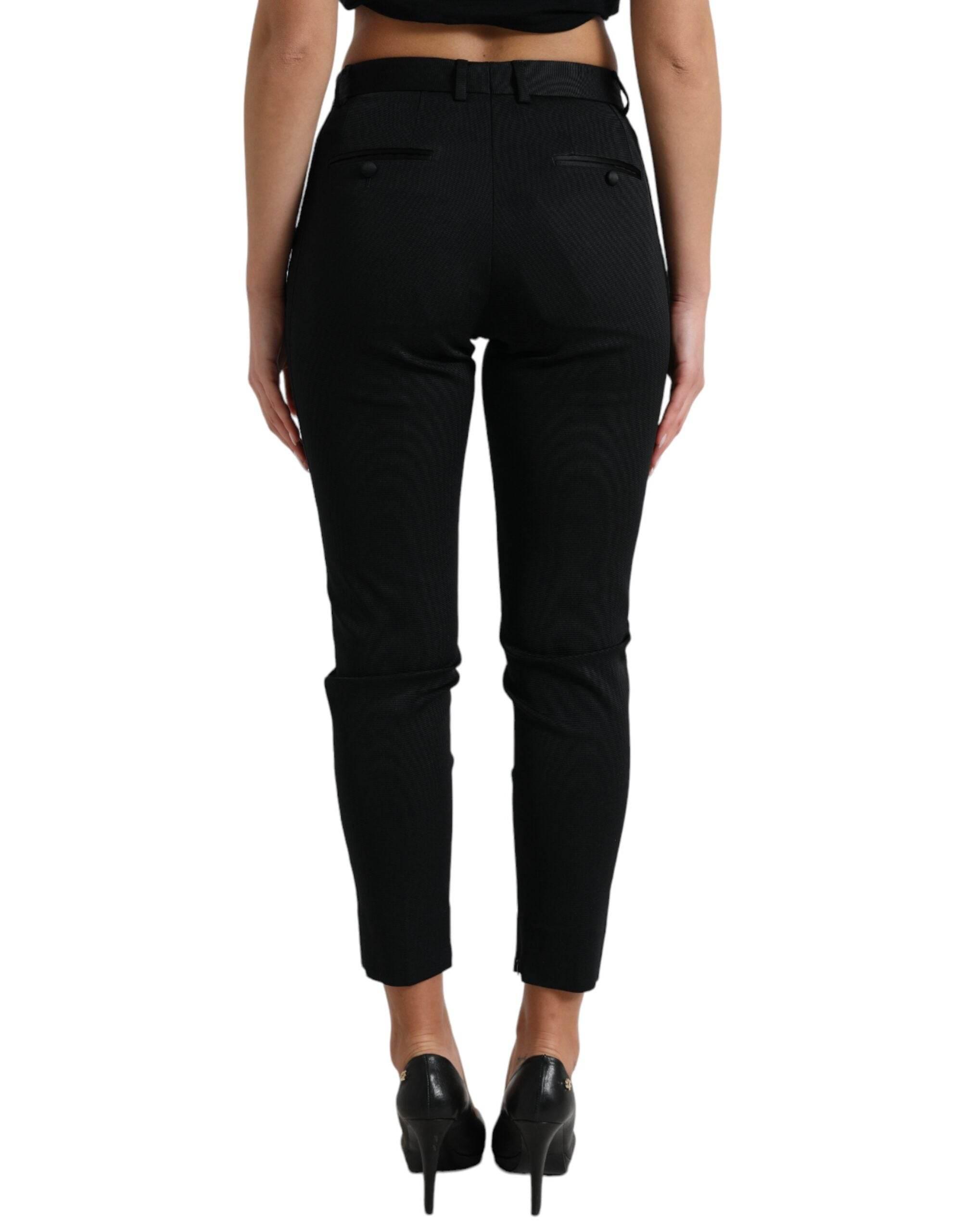 Dolce & Gabbana Black Mid Waist Skinny Cropped Pants - Hilstor