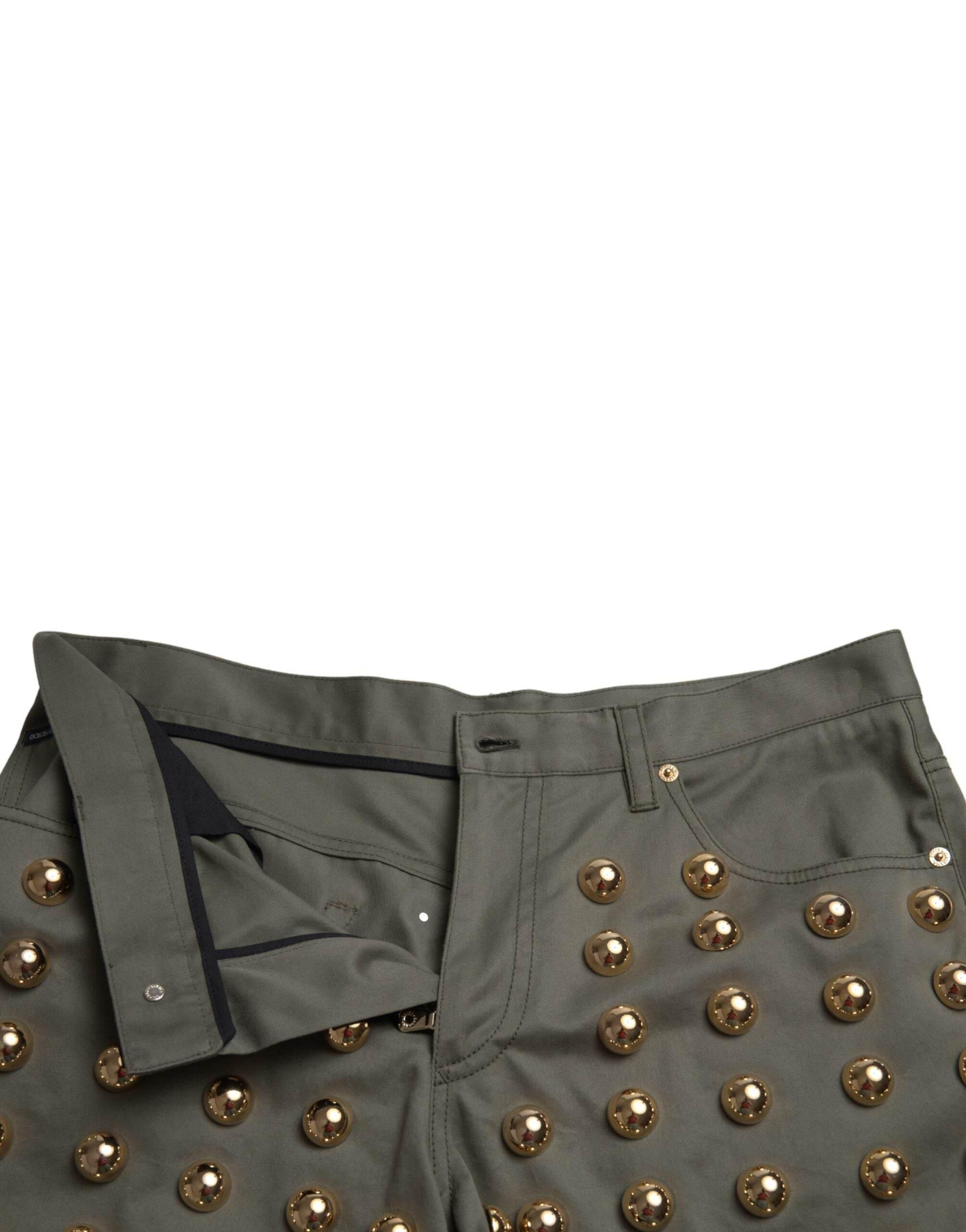 Dolce & Gabbana Emerald High Waist Embellished Shorts - Hilstor