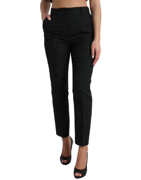 Dolce & Gabbana Black Polyester High Waist Tapered Pants - Hilstor