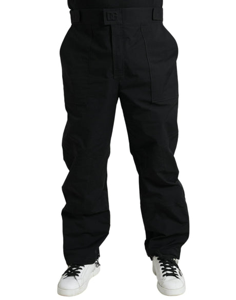 Dolce & Gabbana Black Polyester Logo Straight Pants - Hilstor
