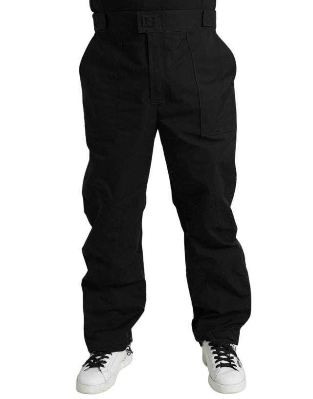 Dolce & Gabbana Black Polyester Logo Straight Pants - Hilstor