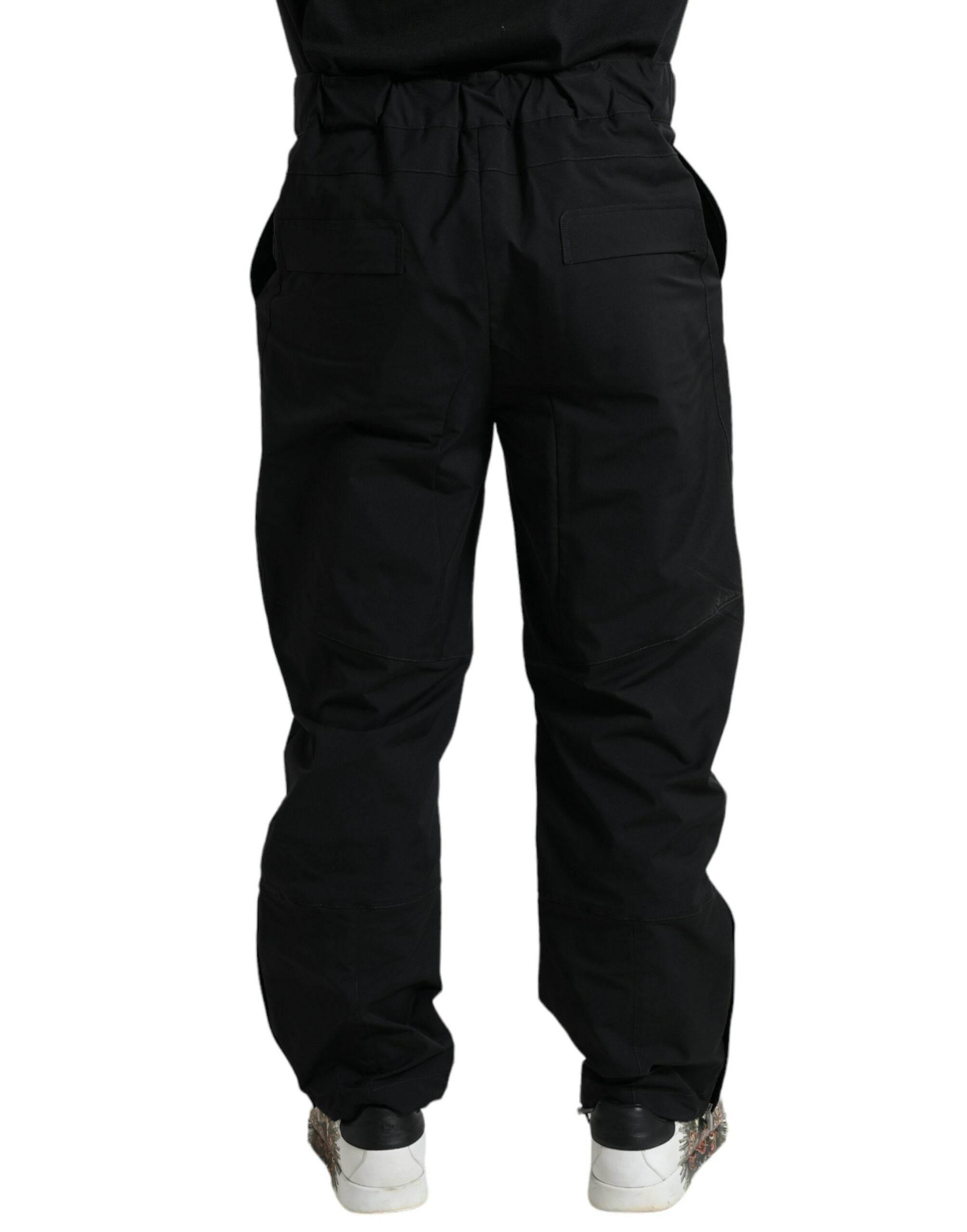 Dolce & Gabbana Black Polyester Logo Straight Pants - Hilstor