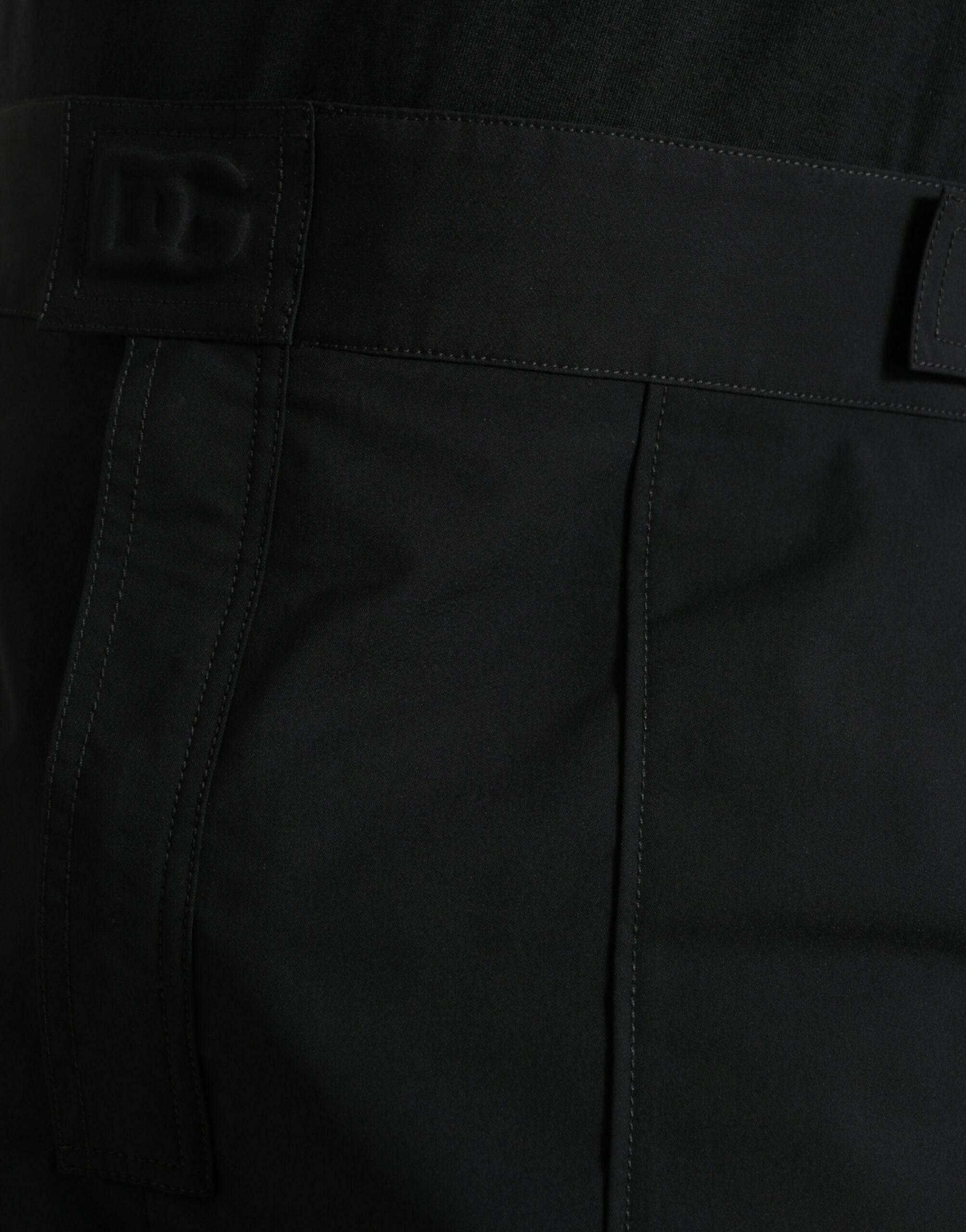 Dolce & Gabbana Black Polyester Logo Straight Pants - Hilstor