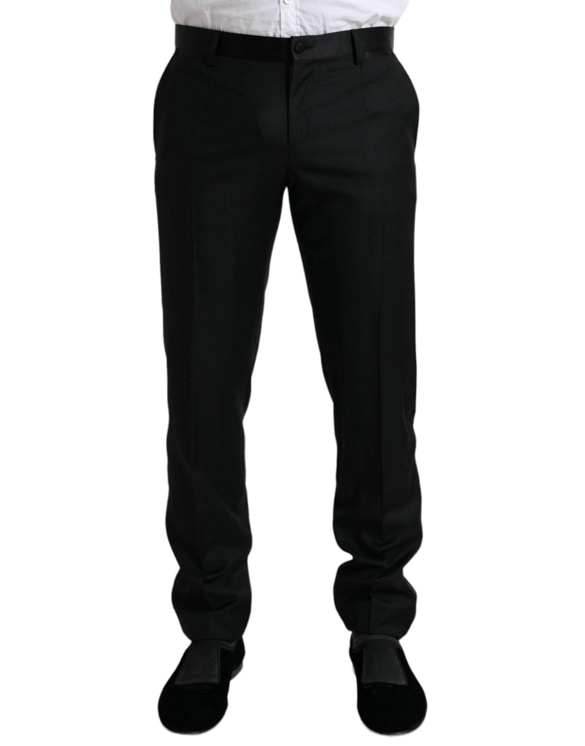 Dolce & Gabbana Black Wool Slim Fit Formal Trouser Dress Pants - Hilstor