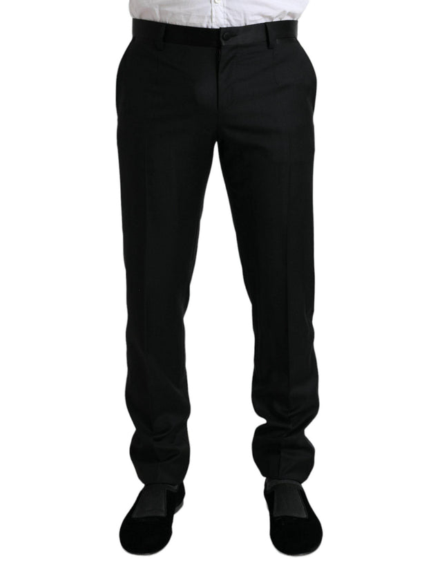 Dolce & Gabbana Black Wool Slim Fit Formal Trouser Dress Pants - Hilstor